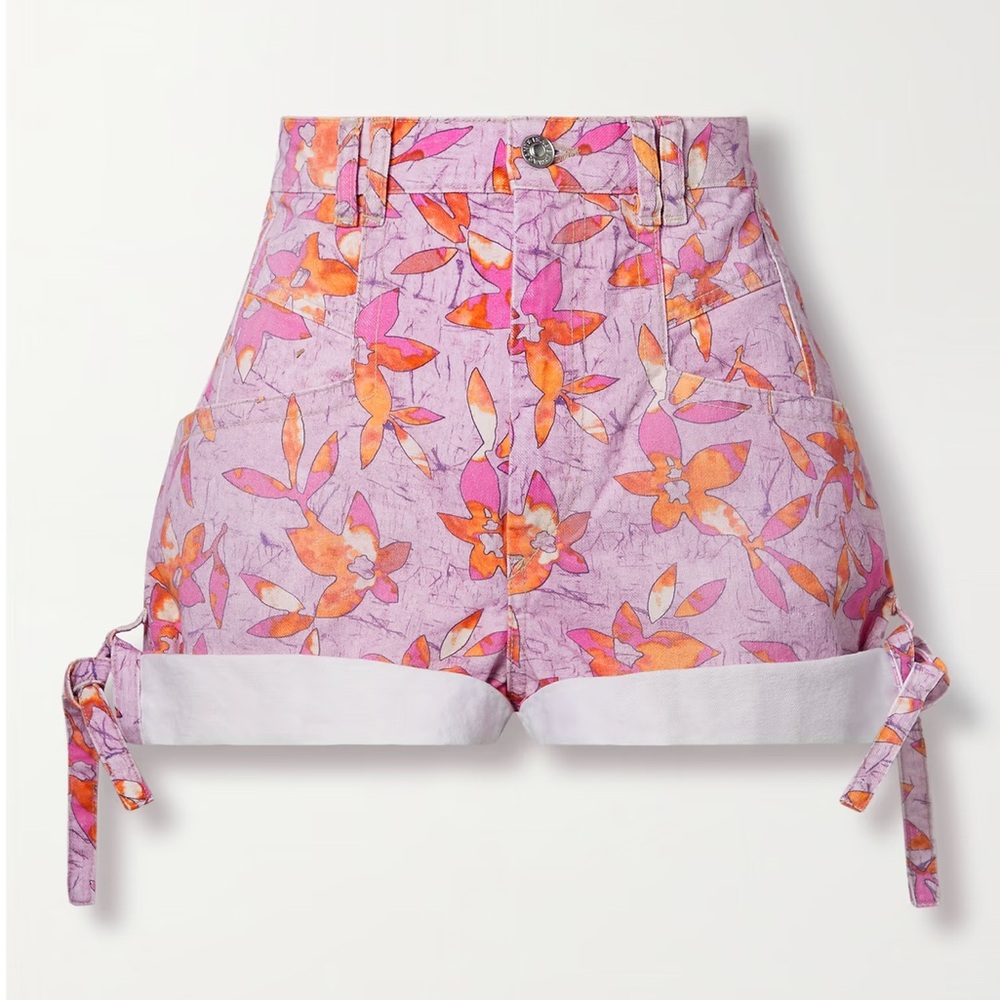 ISABEL MARANT Naesqui tie-detailed printed denim shorts